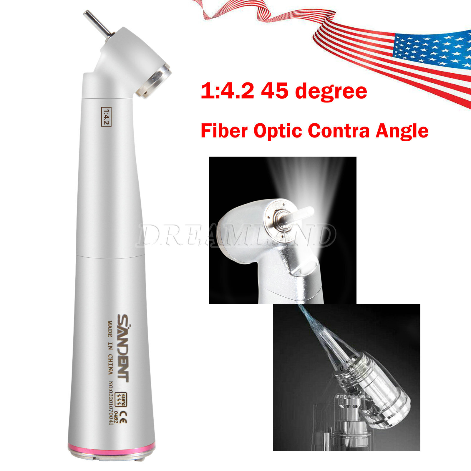 Dental 1:4.2 45° Contra Angle Surgical LED Fiber Optic Handpiece fit NSK Z45L CE
