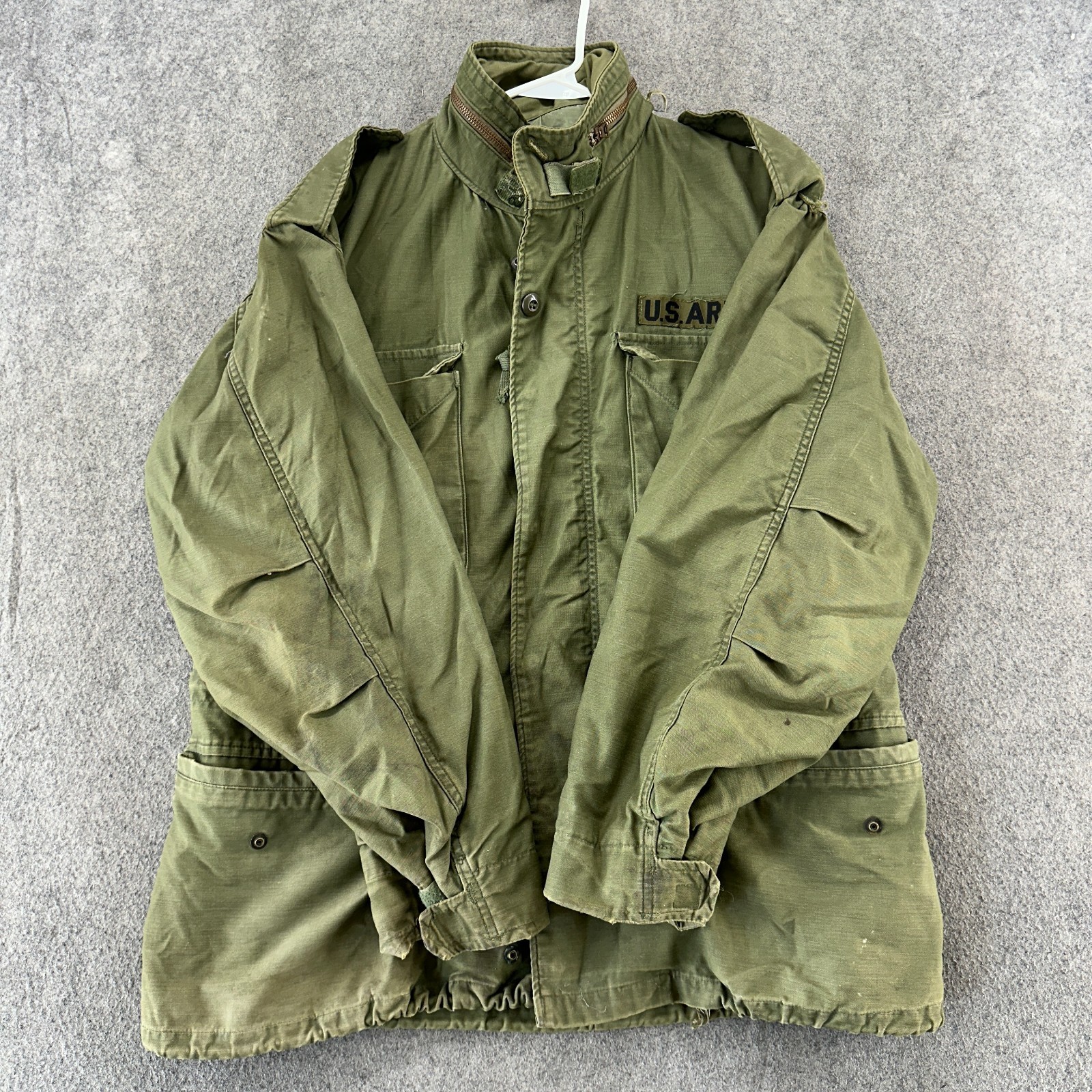 VTG US Army Coat Medium Short Green Cold Weather Field OG 107 M65 Jacket 80s