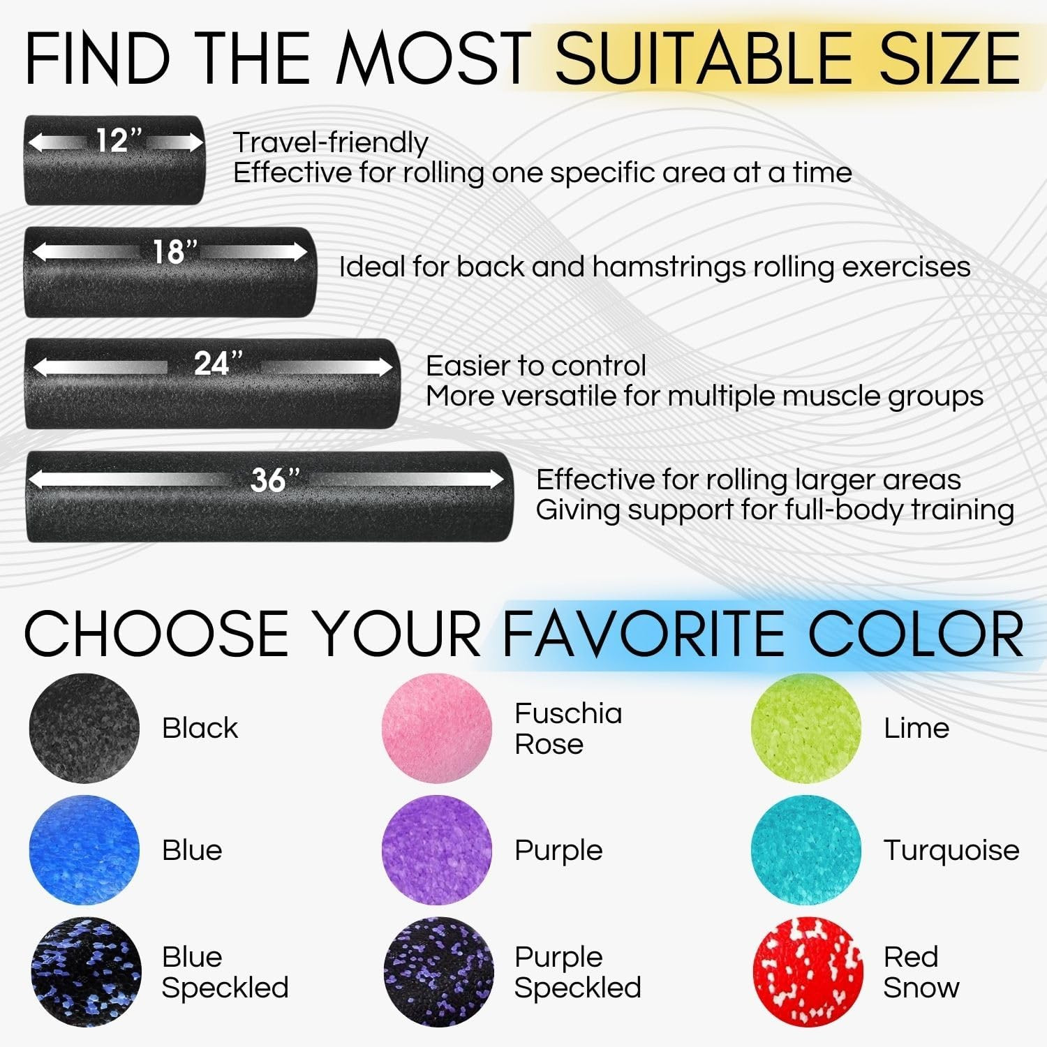 High-Density EPP round Back Roller Foam, Exercise Foam Roller for Yoga, Pilates
