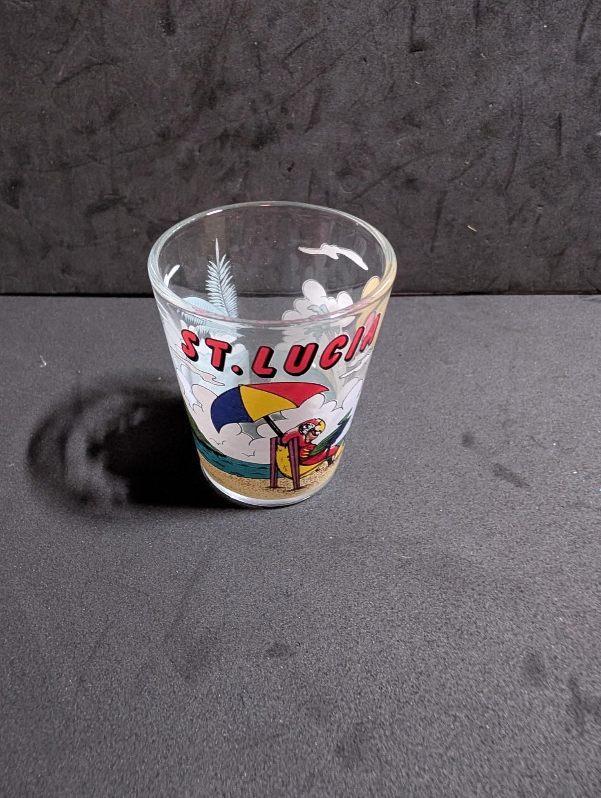 ST LUCIA SOUVENIER SHOT GLASS NICE!