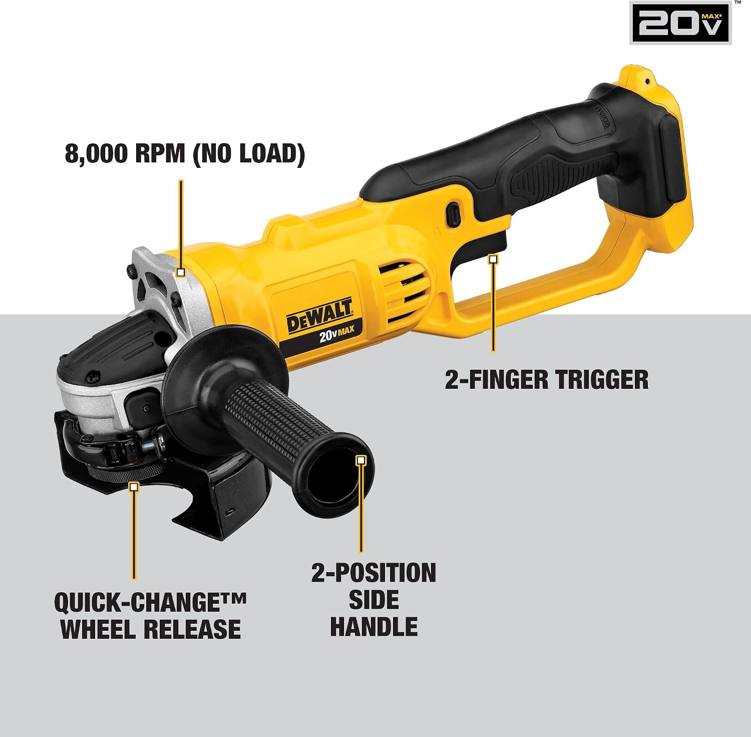 DCG412B 20V MAX* Lithium Ion 4 1/2” Grinder (Tool Only)