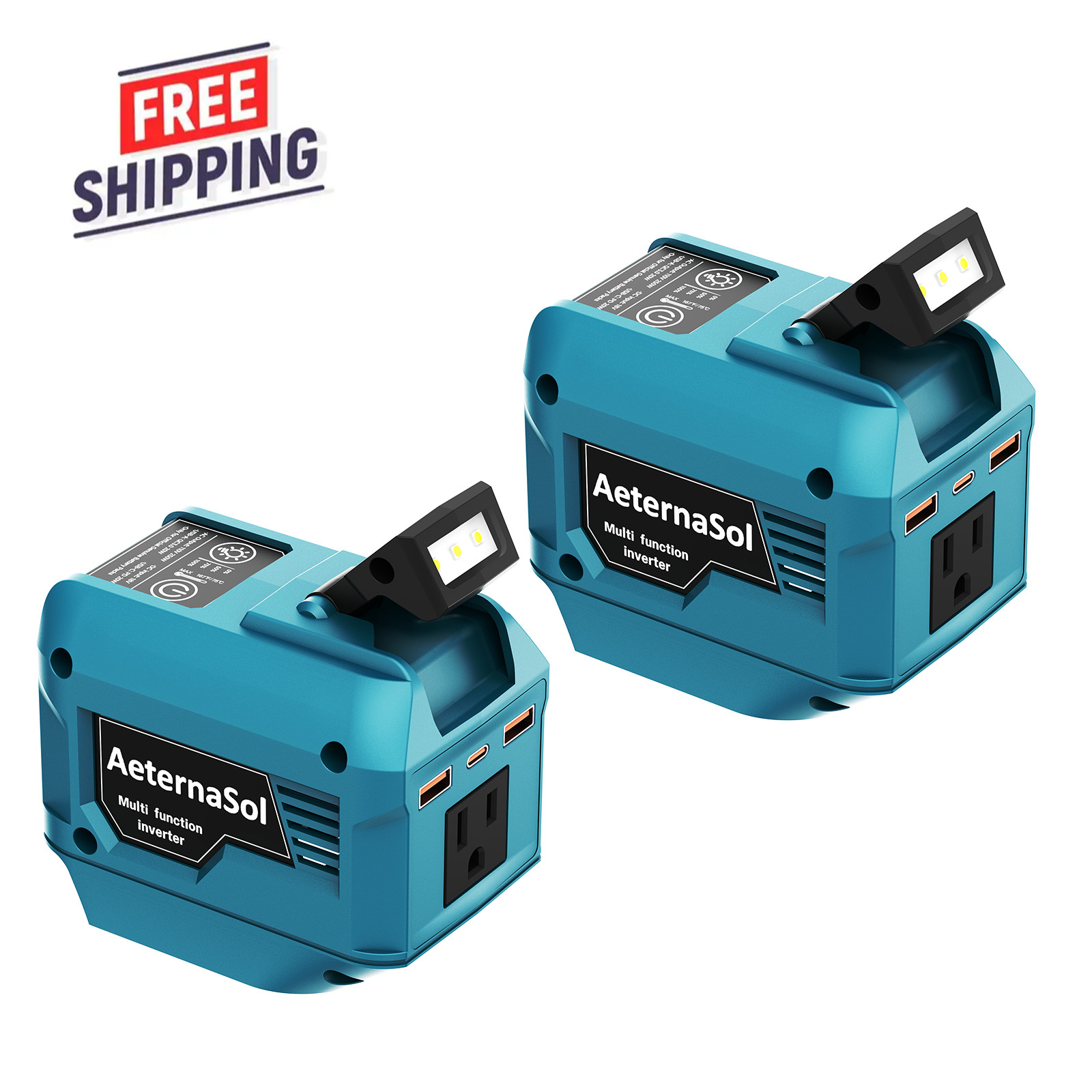 2-Pack 250W Power Inverter for Makita 18V Battery AC Outlet Type-C Fast Charging