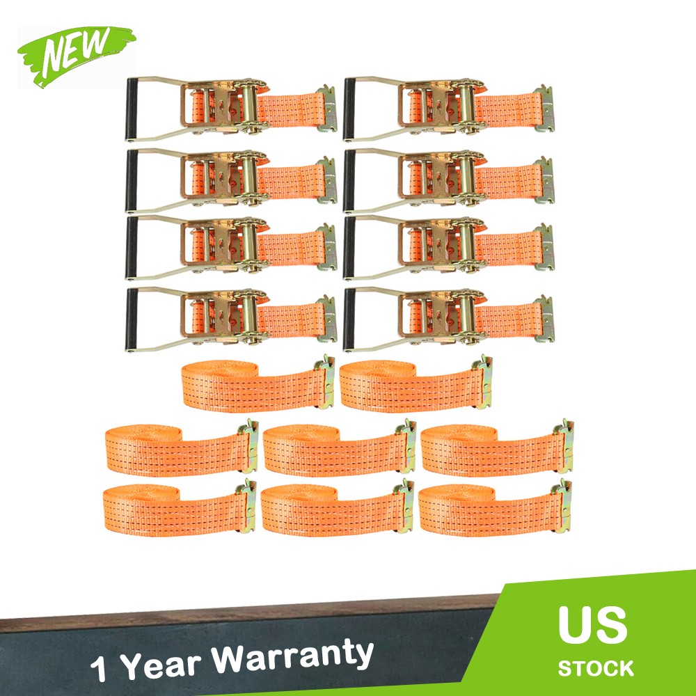 8PCS  E-Track Ratchet Straps 2" x15' 4400LB Tie Down US