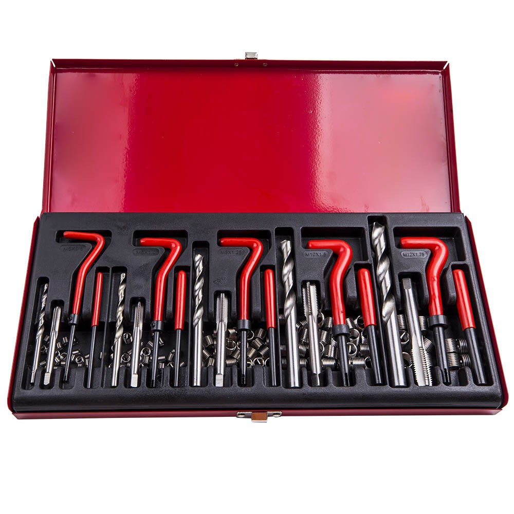 131pcs Thread Repair Tool Kit Stripped M5 M6 M8 M10 M12 Wire Thread Inserts