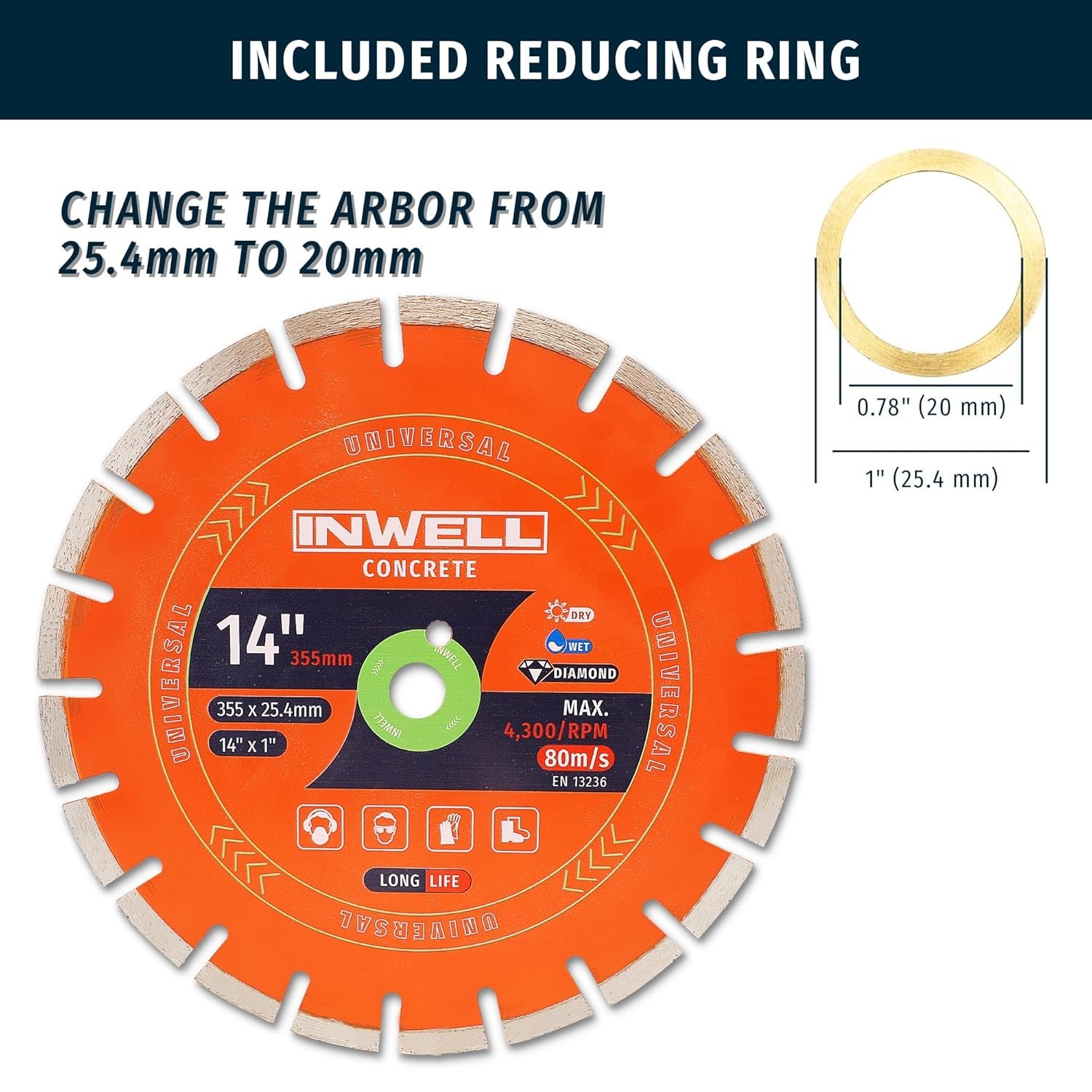 Precision 14 Inch Diamond Cutting Blade - Thin 3.55mm Design for Tough Materials