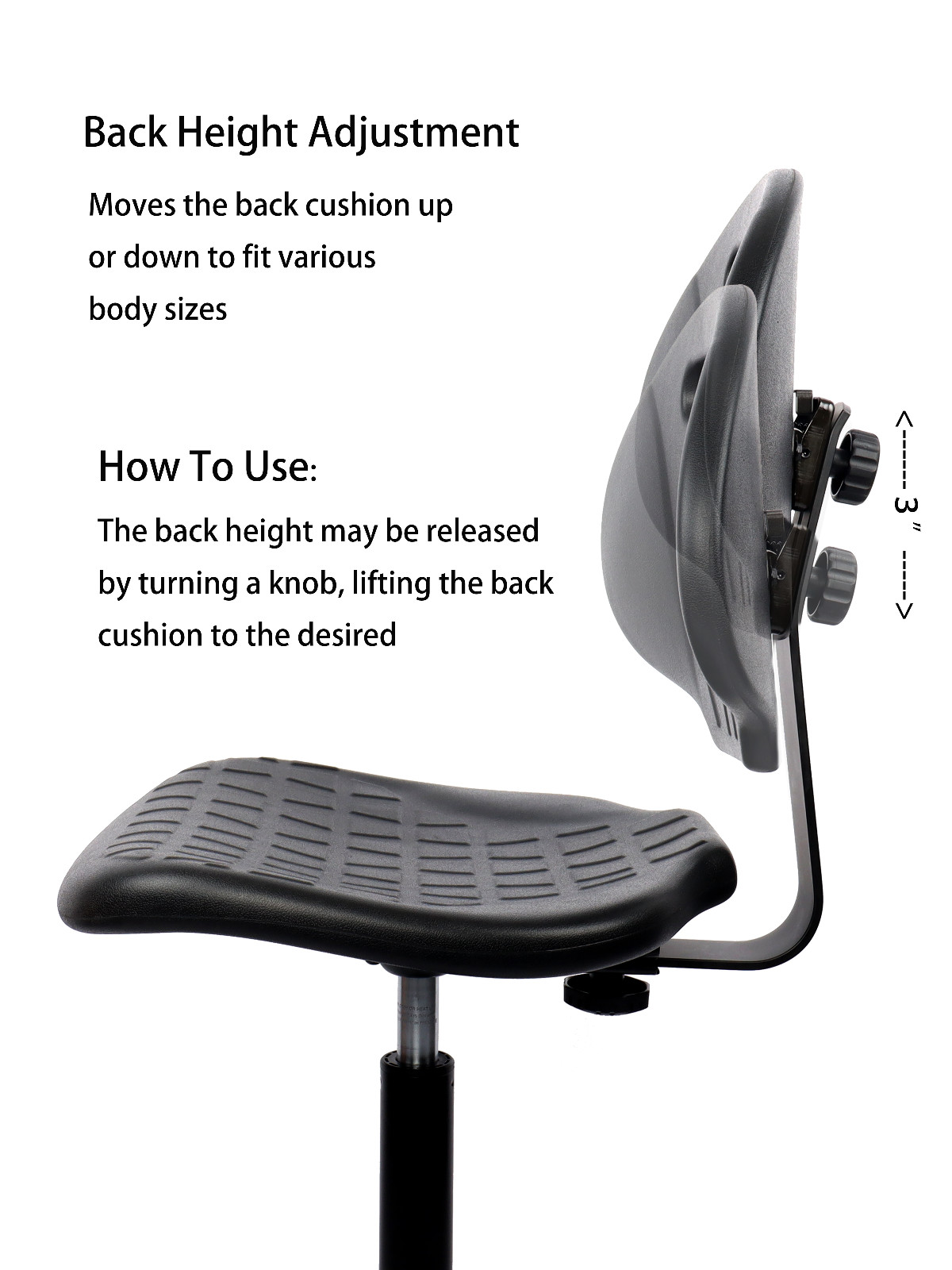 Ergonomic Office Chair Stool Cleanroom Lab Desk Height 16-21” (Nylon)