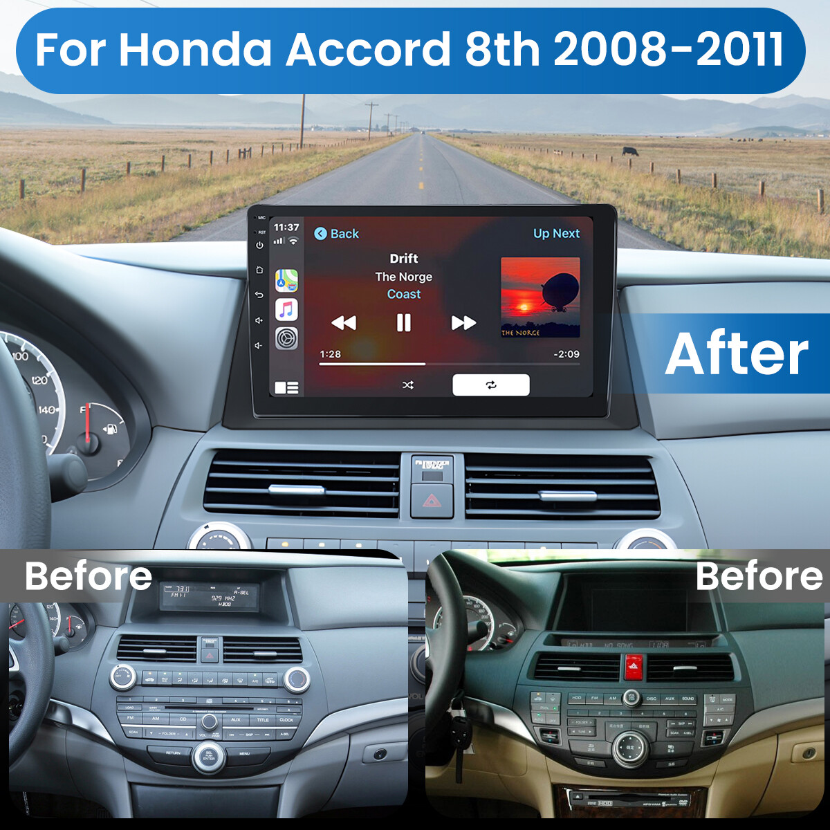 FOR HONDA ACCORD 2008-2013 ANDROID AUTO APPLE CARPLAY CAR STEREO GPS NAVI RADIO