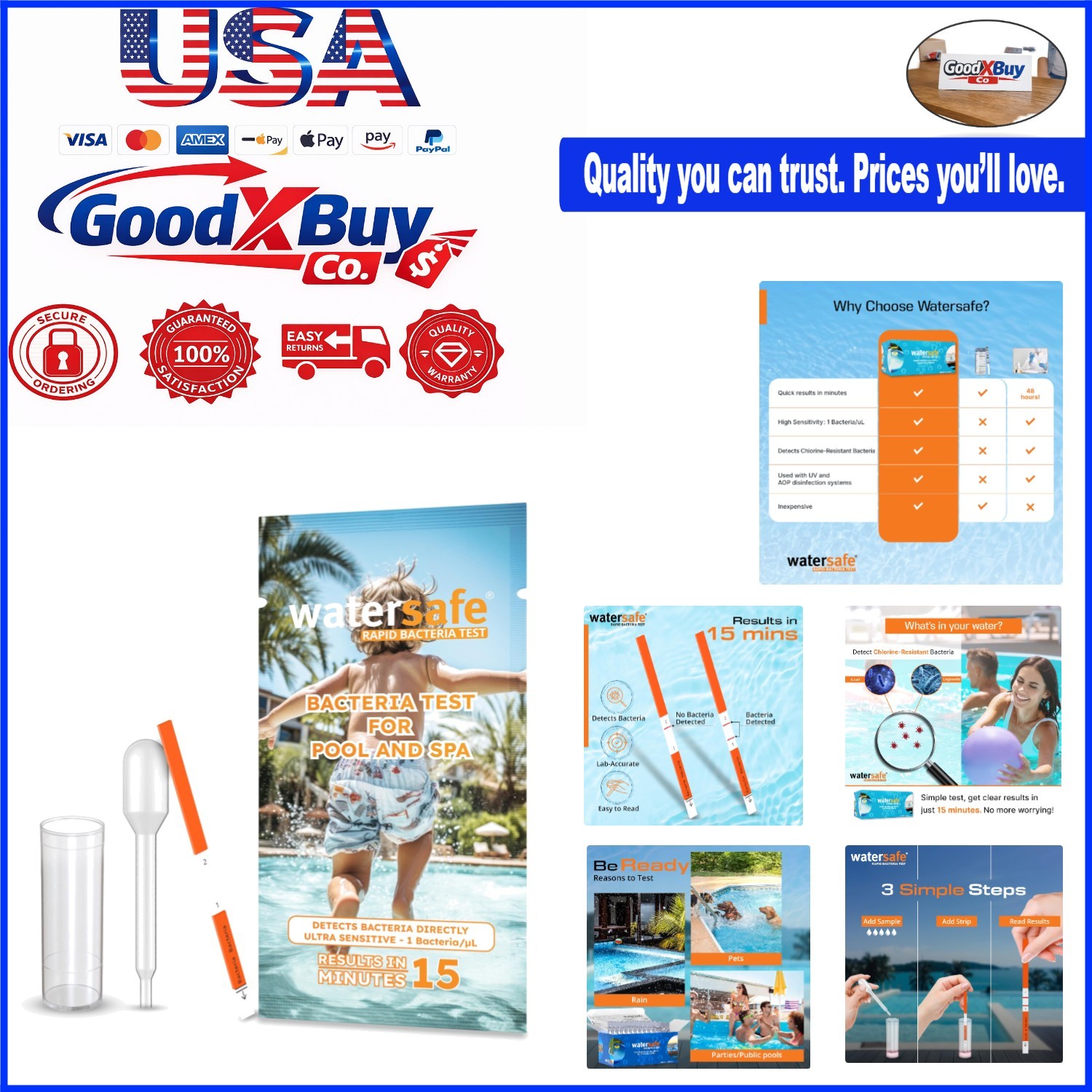 Rapid Bacteria  Kit for Pools and Spas - Detects E. coli & Salmonella in 15 Min