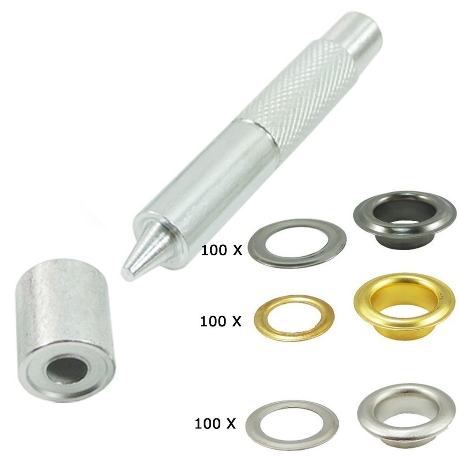 200 Sets - Grommet Eyelets 8mm 5/16" Inside Diameter 600# with Setting Tool C...