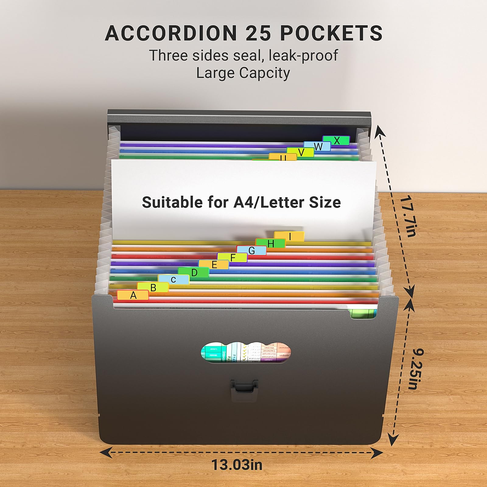25 Pockets Expanding File Folders,Accordion 25-Pockets, Matte