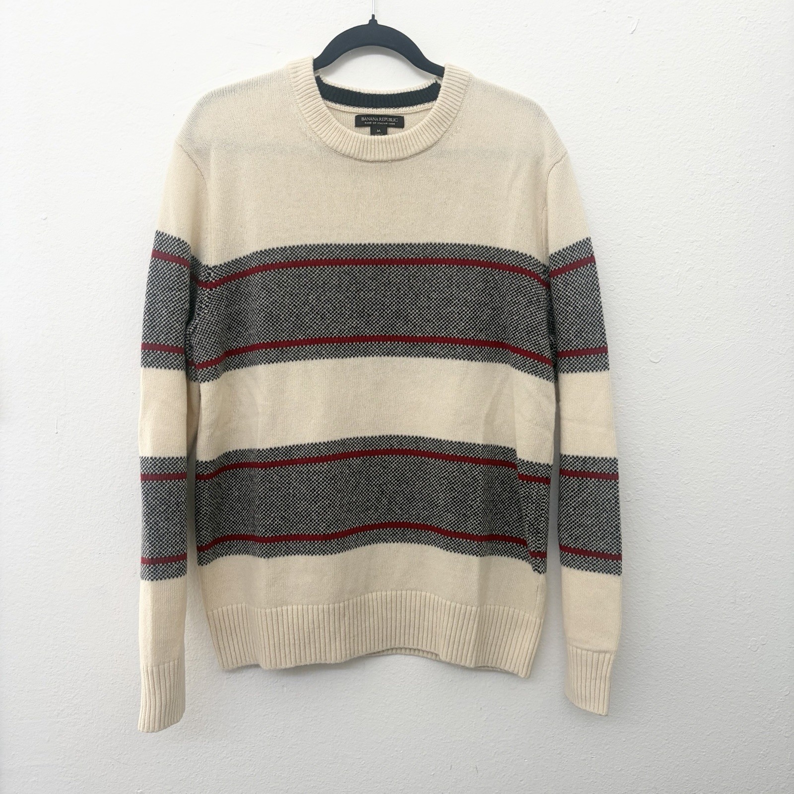 Banana Republic Made of Italian Yarn Men's Crewneck Striped Sweater Size M