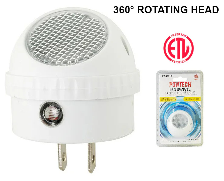 LED Swivel Dusk/Dawn Sensor Night Light - ETL Listed