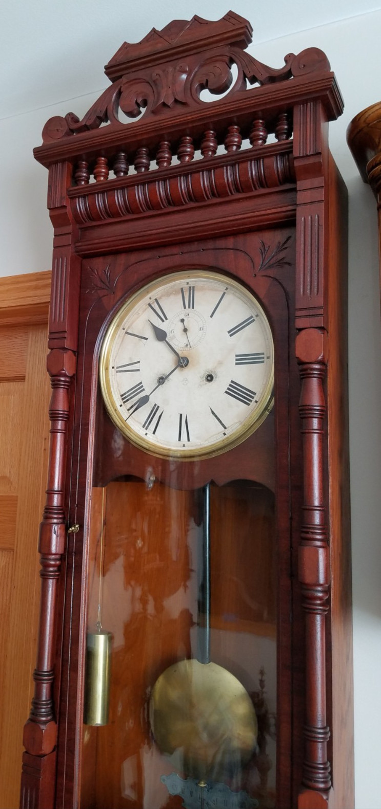 Ansonia Nice "Santa Fe" Weights Driven Regulator Wall Clock 8-Day Timepiece