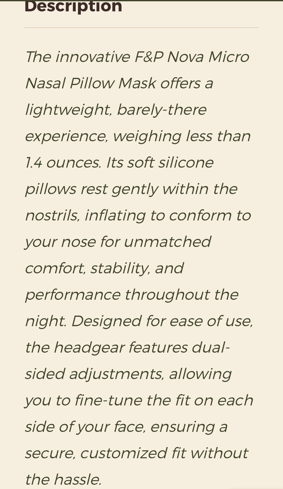 Nova Micro Nasal Pillows Mask