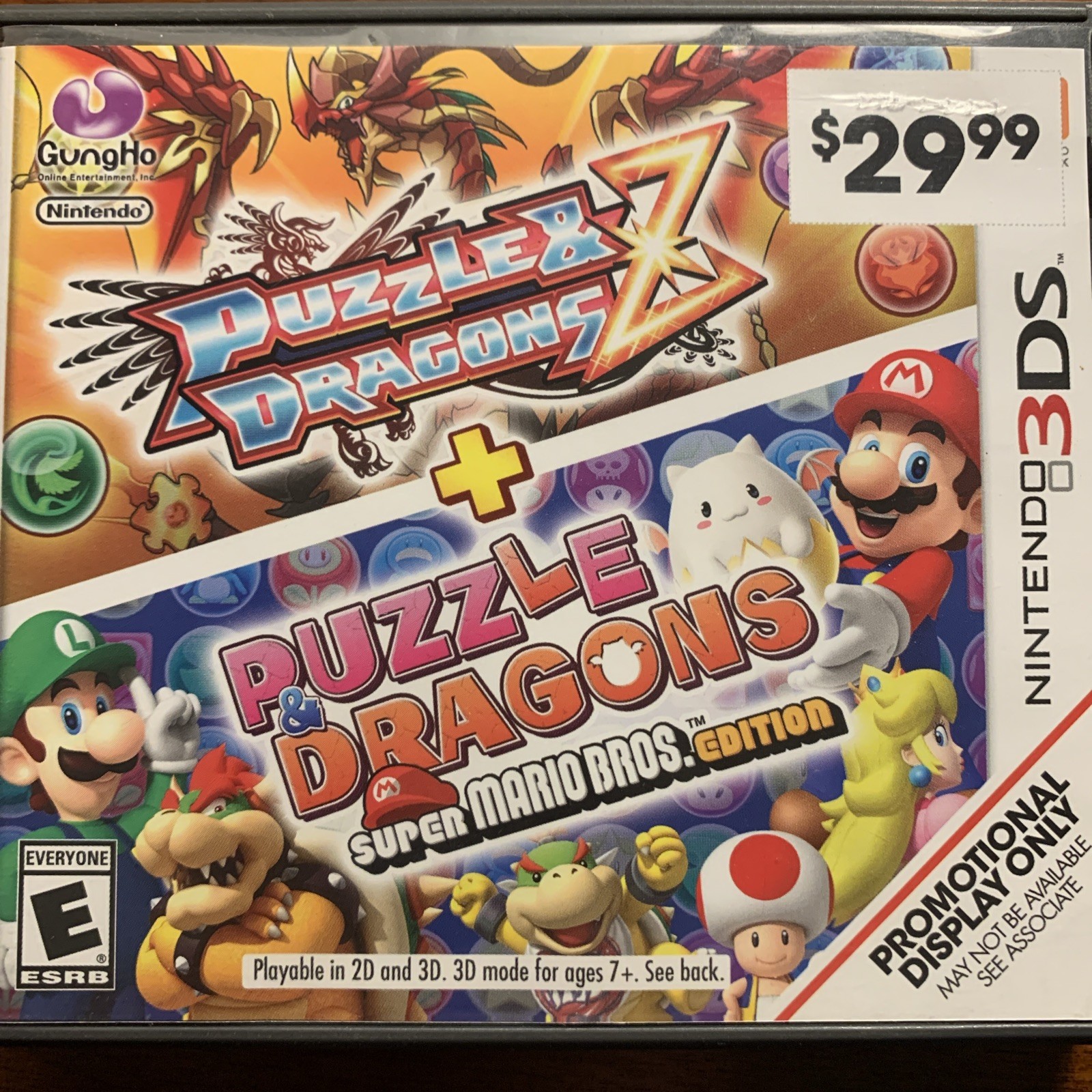 Puzzle & Dragons Mario Nintendo 3DS GameStop Promotional Display Only / No Game