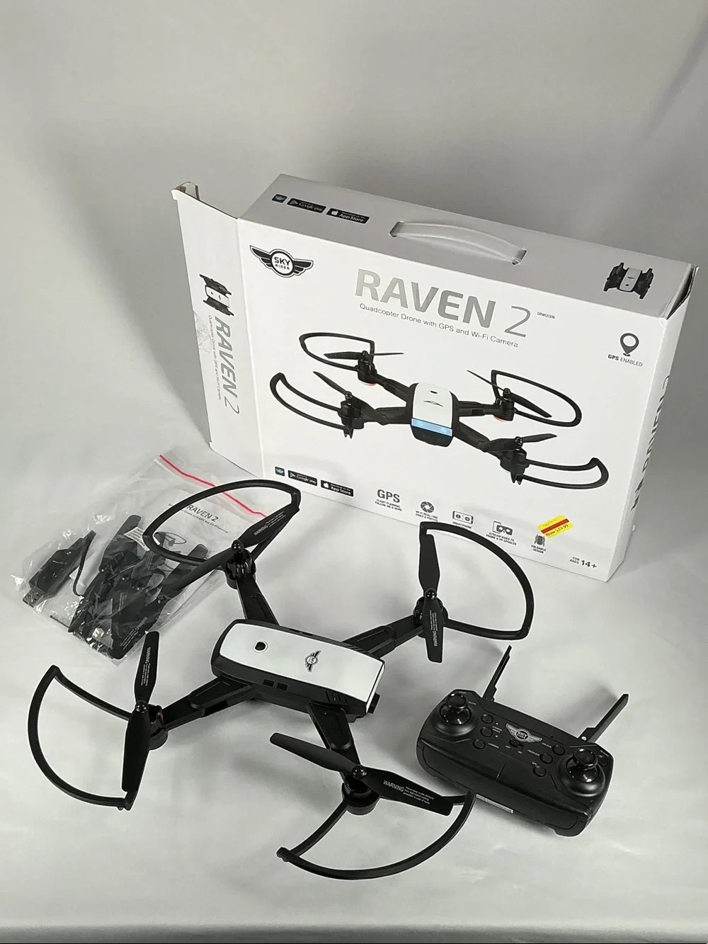 Sky Rider Raven 2 Foldable GPS Drone Wi-Fi Camera Quadcopter White GPX DRWG530B