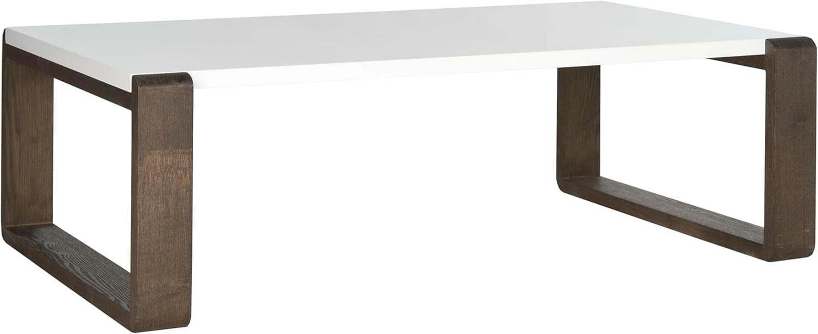 Stylish Mid-Century Modern White & Dark Brown Coffee Table by Bartholomew