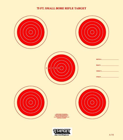 A-7/5 NRA Official 75 Foot Smallbore targets (red) (50) Tag board