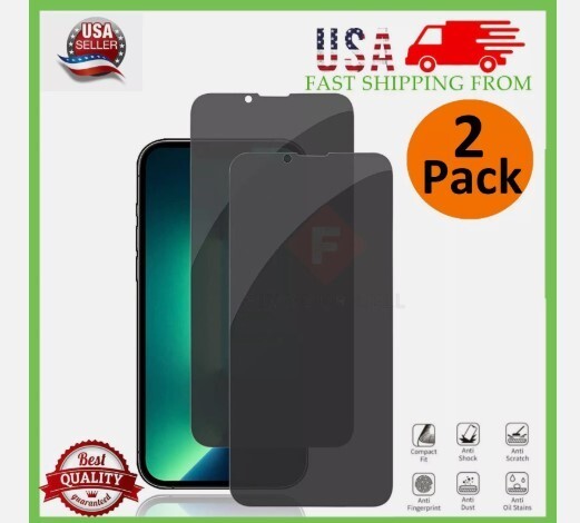 2x iPhone 16 15 Pro Max 14 13 12 11 Plus Privacy Tempered Glass Screen Protector