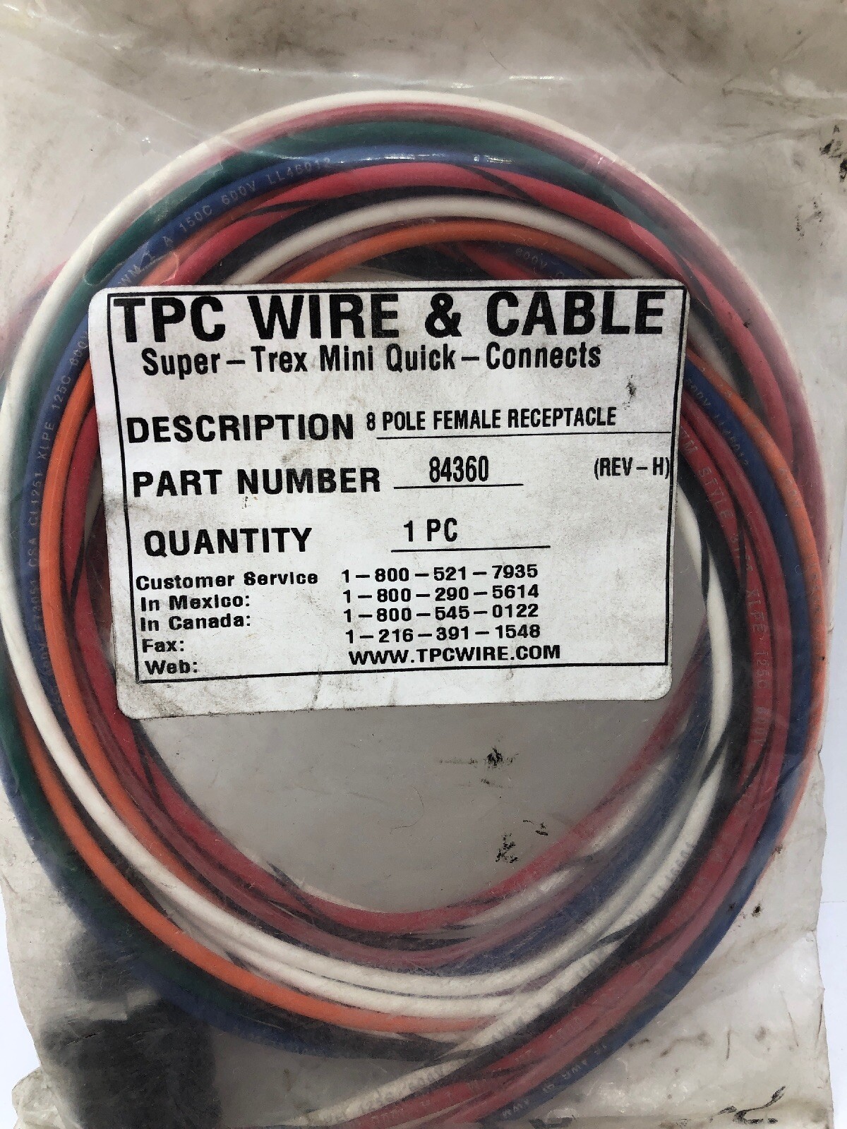 TPC Wire & Cable 84360 8-Pole Mini Quick Connect Female Connector New