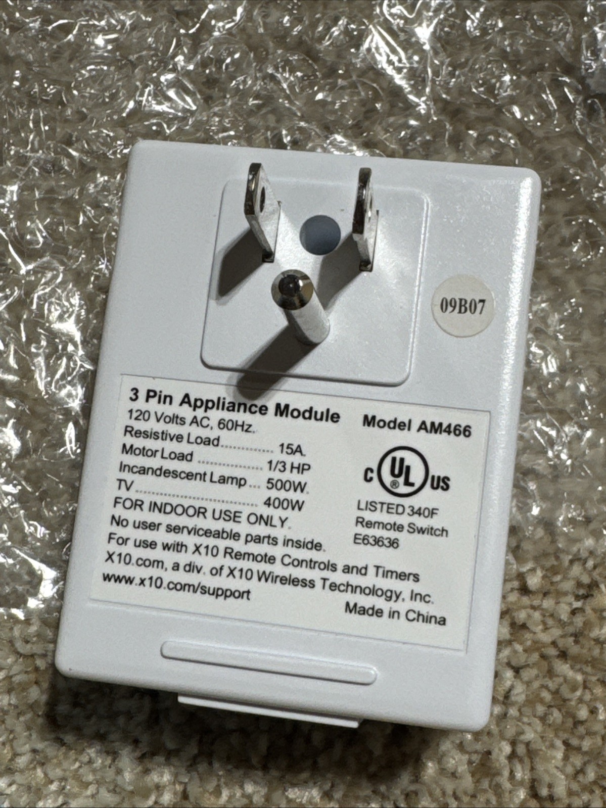 AM466 - X10 Wireless 3 Pin Grounded Appliance Module