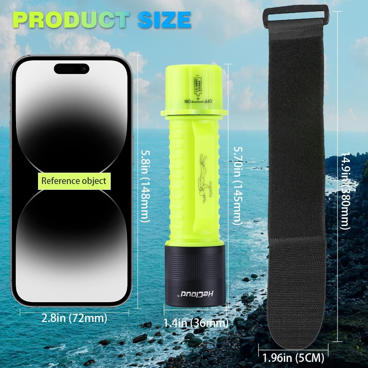 HECLOUD Dive Light Scuba Flashlight 2 Pack IPX8 Waterproof 3 Modes