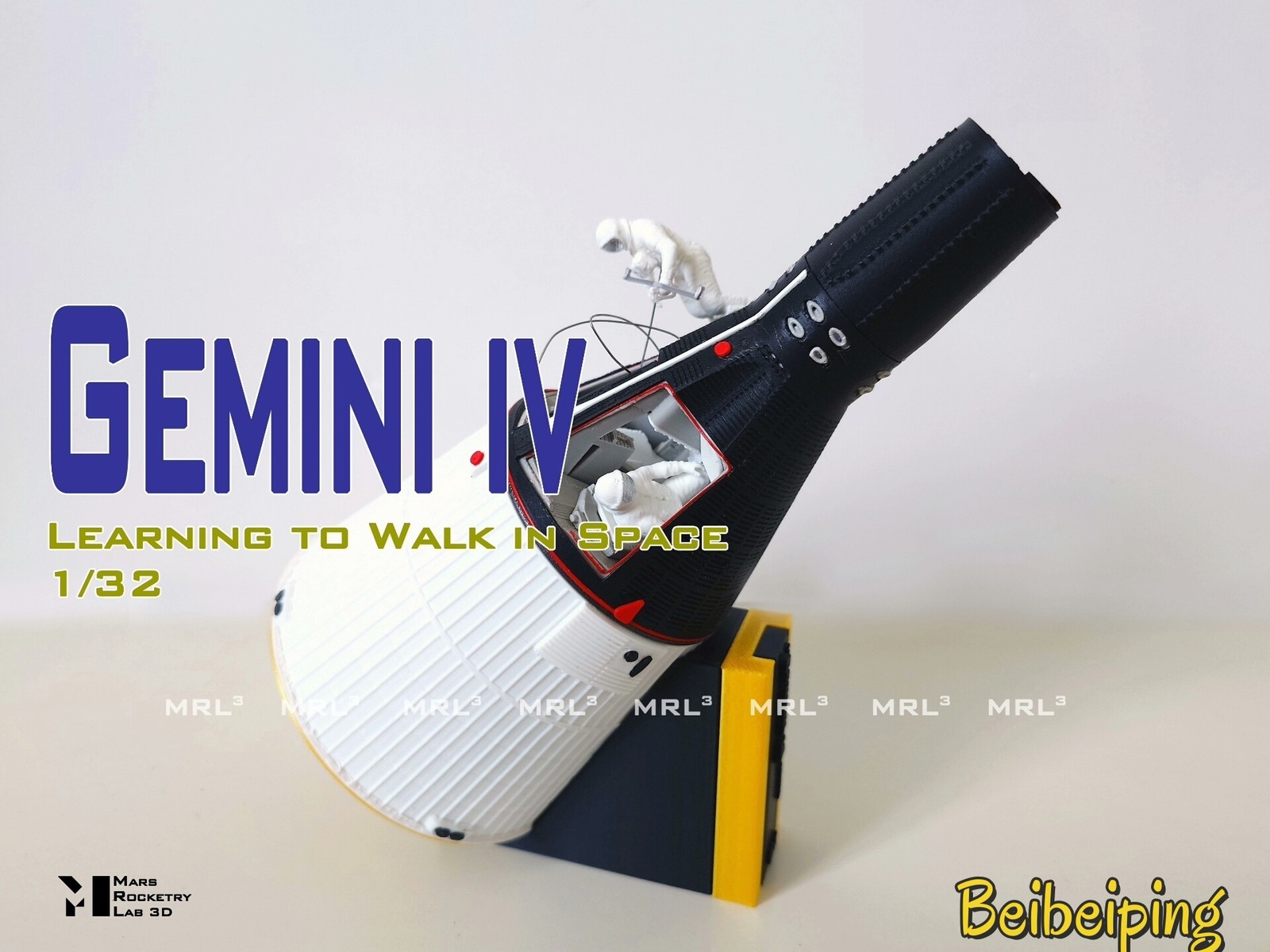 1/32 7.6'' High Gemini Manned Spacecraft  3D Printed Plastic Finished Model NEW