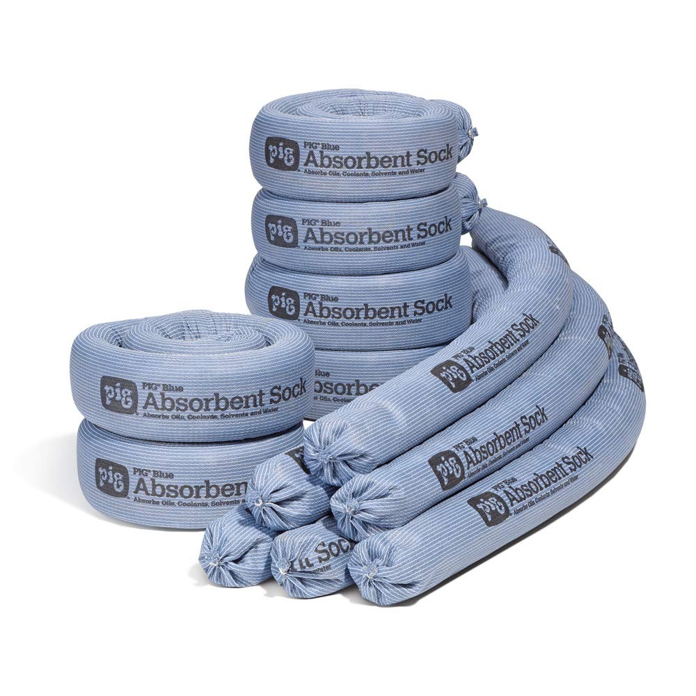 PIG Blue Oil Absorbent Sock - 12 per Package - 3 x 48 - Absorbs up to 95 oz