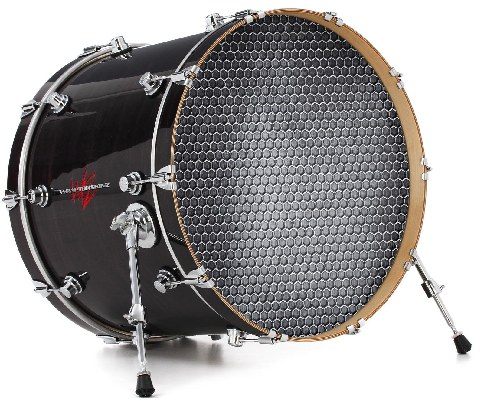 Vinyl Skin Decal Wrap fits 22" Bass Kick Drum - Mesh Metal Hex