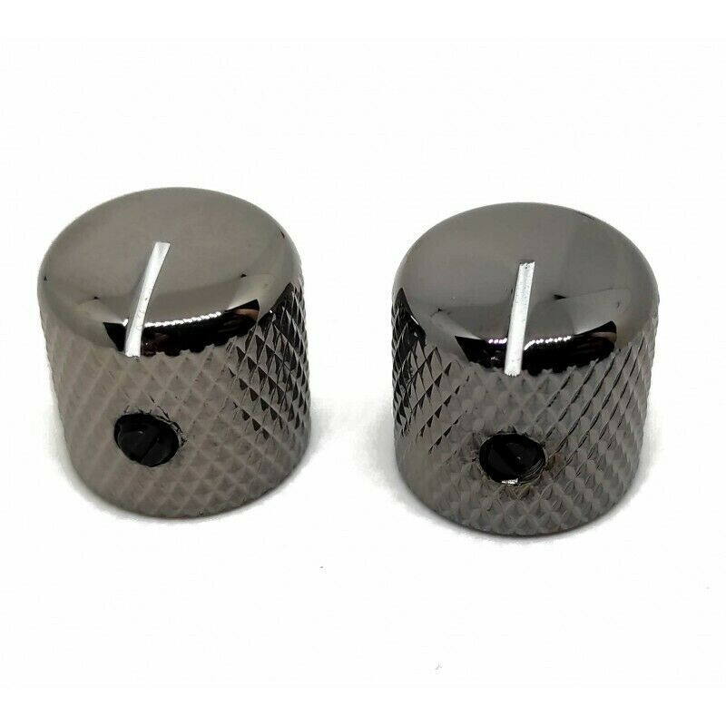 NS-100-BN (2) Cosmo Black Knobs w/ White Indicator Line Guitar/Bass