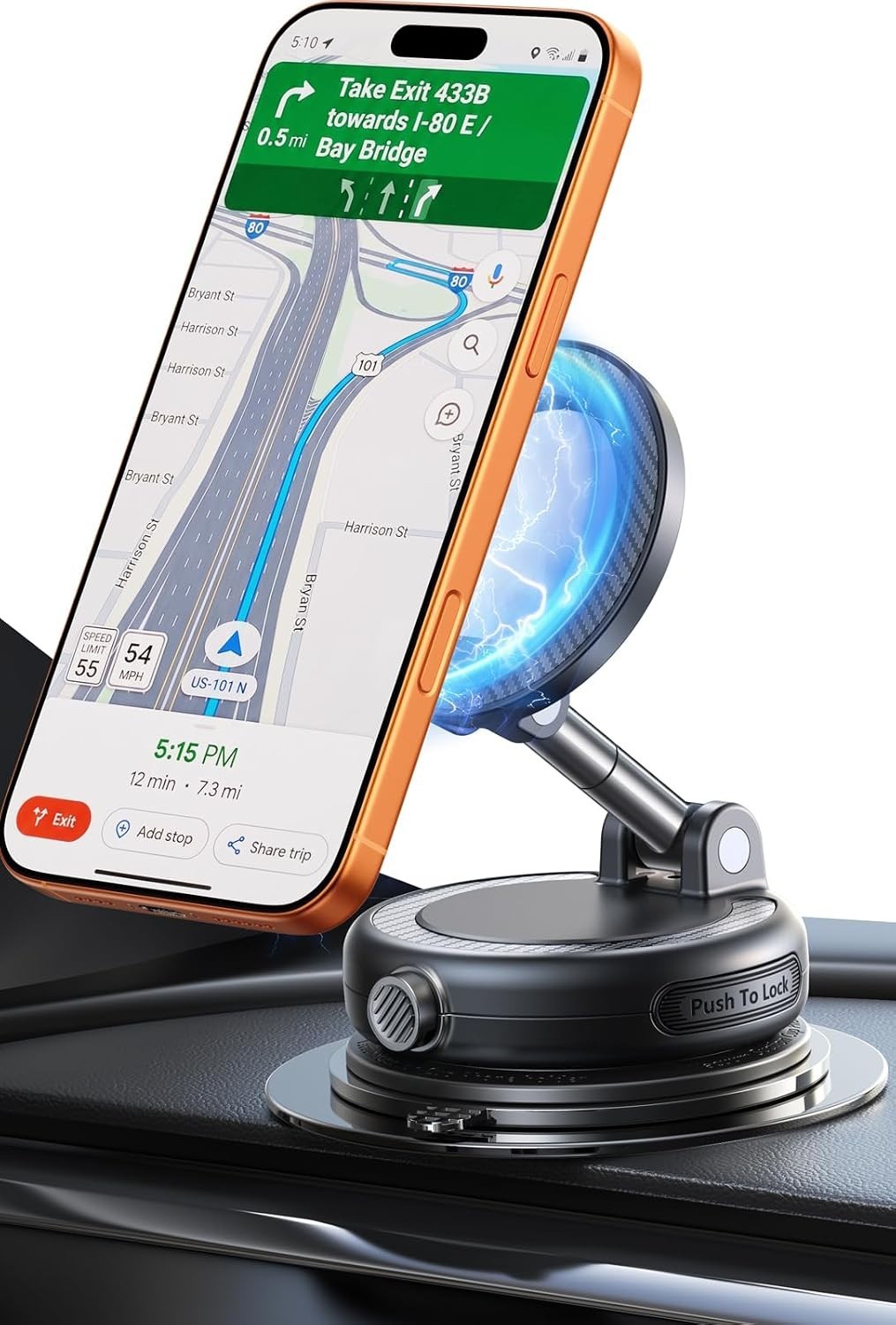 Moeila NeverFall Magnetic Car Phone Mount, MagSafe, 89lb Suction, Carbon Fiber
