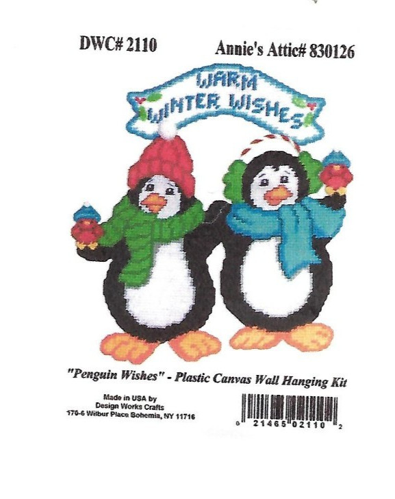 PENGUIN WISHES WALL HANGING  plastic canvas  PATTERN (#TF0466)