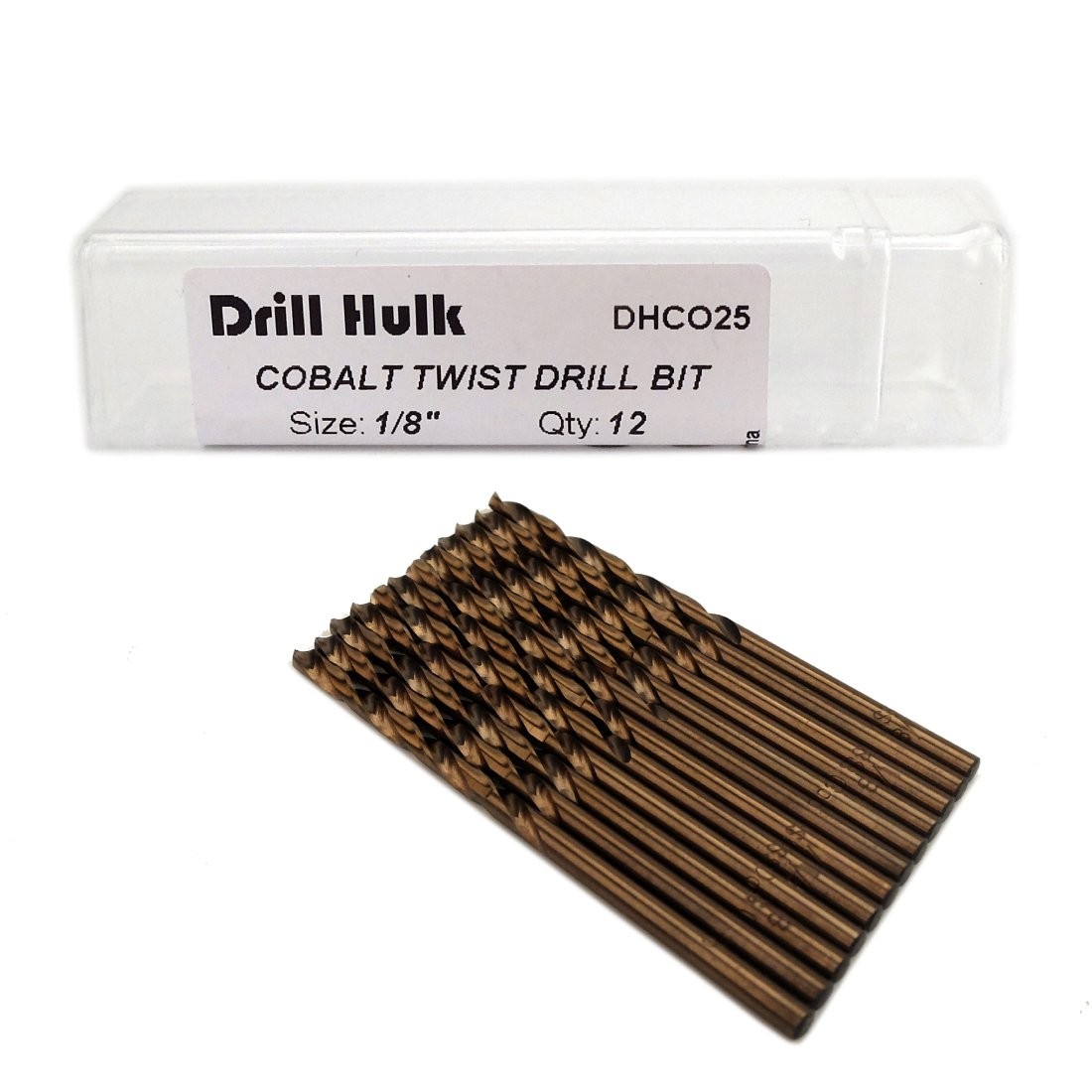 1/8-Inch Cobalt Steel M35 Jobber Length Twist Drill Bits for Hard Metal Stain