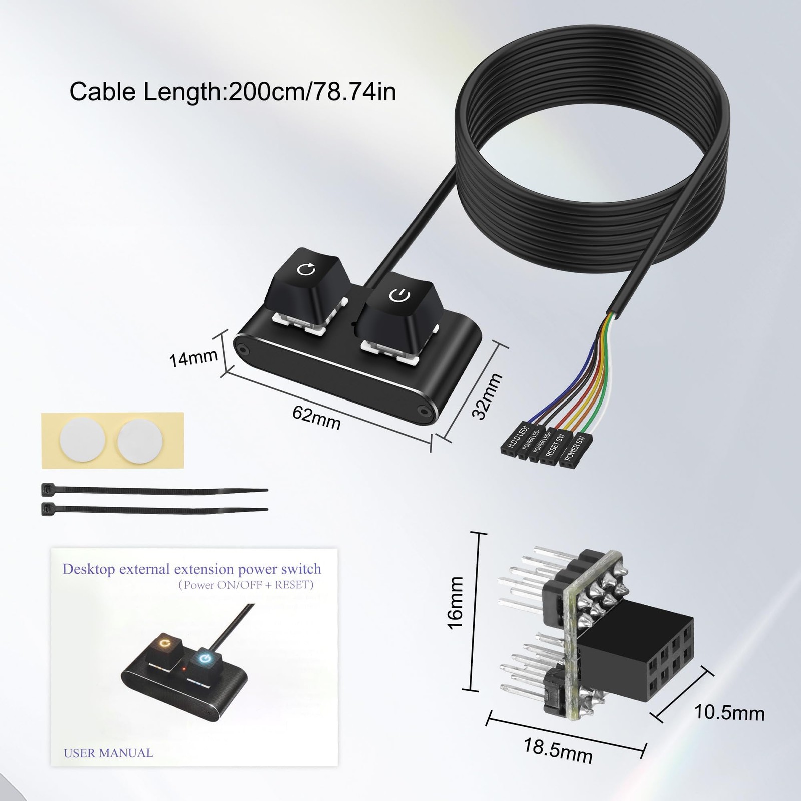 PC Power Button Desktop Computer External Power Switch with RGB Light ON/Off ...