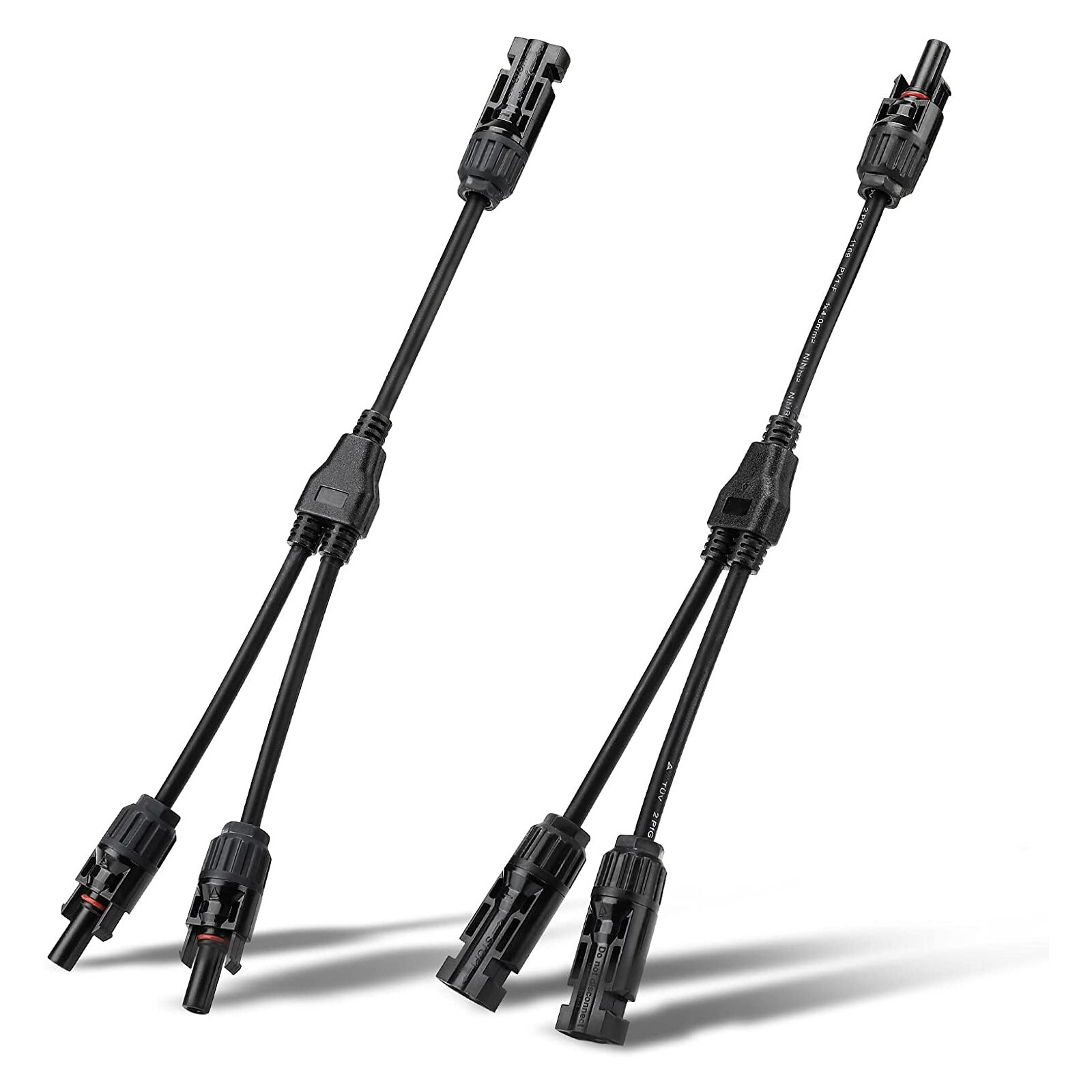 1 Pairs Solar Connectors Y Branch Parallel Adapter Cable 1 to 2 for Solar Panel