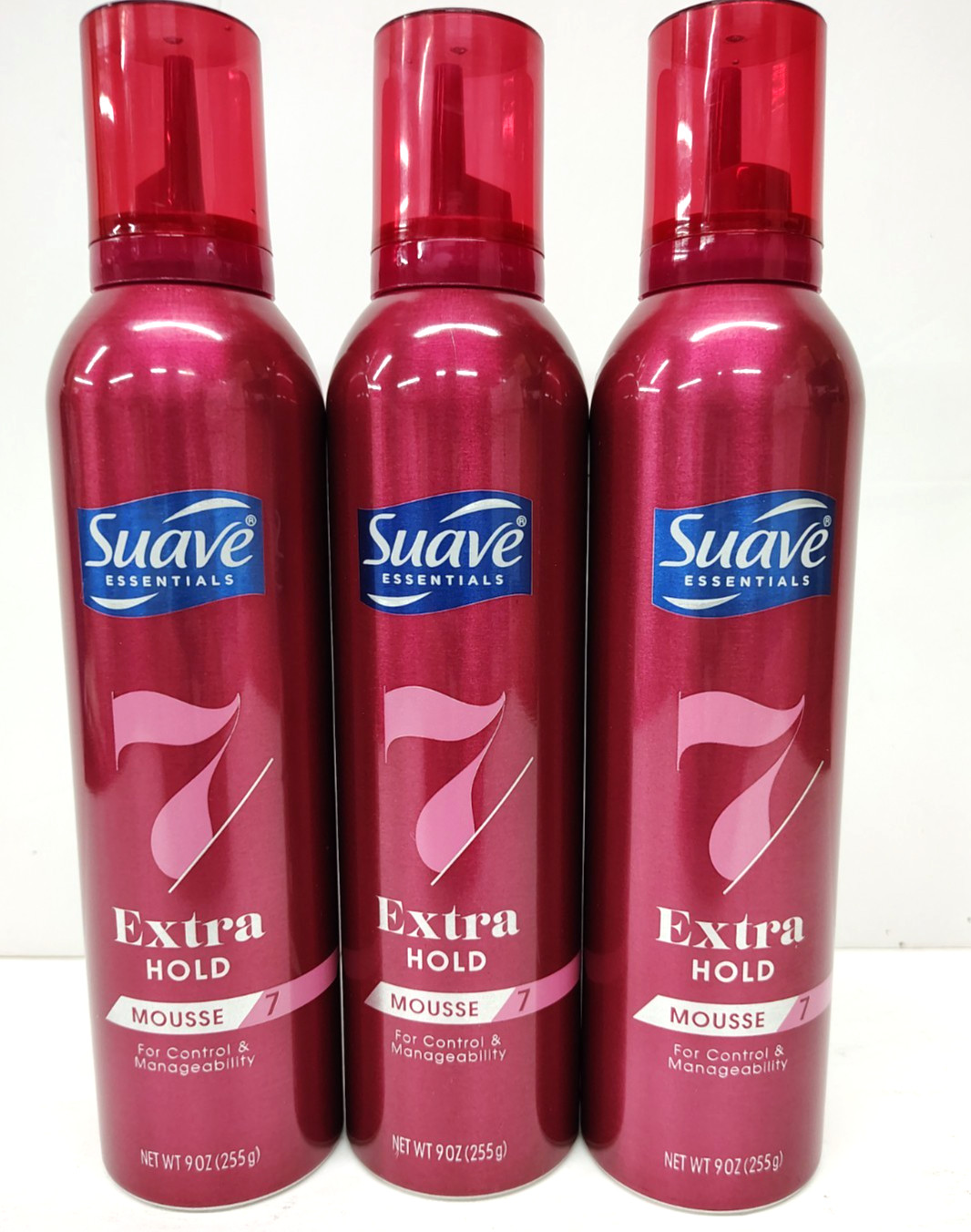 3-Pack Suave EXTRA HOLD Mousse Level 7 Hold 9oz