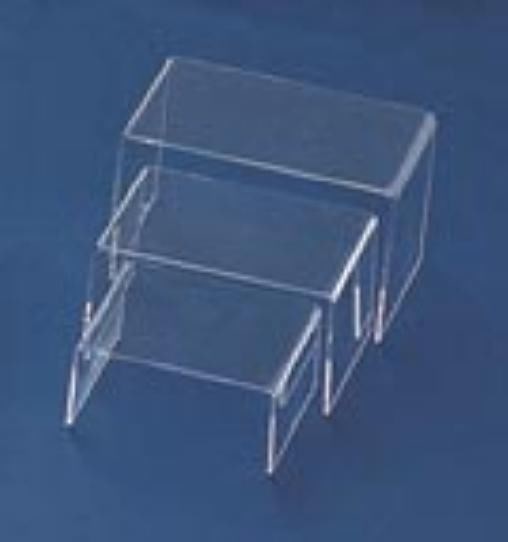 Store Display Fixtures NEW 3 PIECE SET FROSTED ACRYLIC RISERS 2.5" to 4.5" TALL
