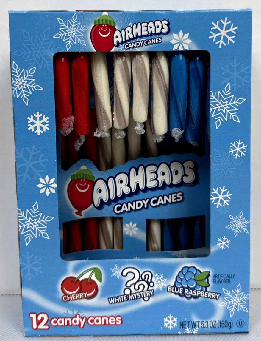 12-Count - Airheads Assorted Flavors Candy Canes, 5.3 oz Free Ship!