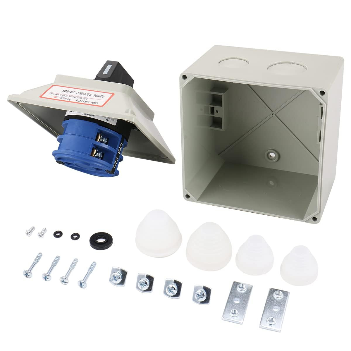 32A 2-Phase 3-Position Cam Rotary Changeover Switch with Enclosure | Maintained