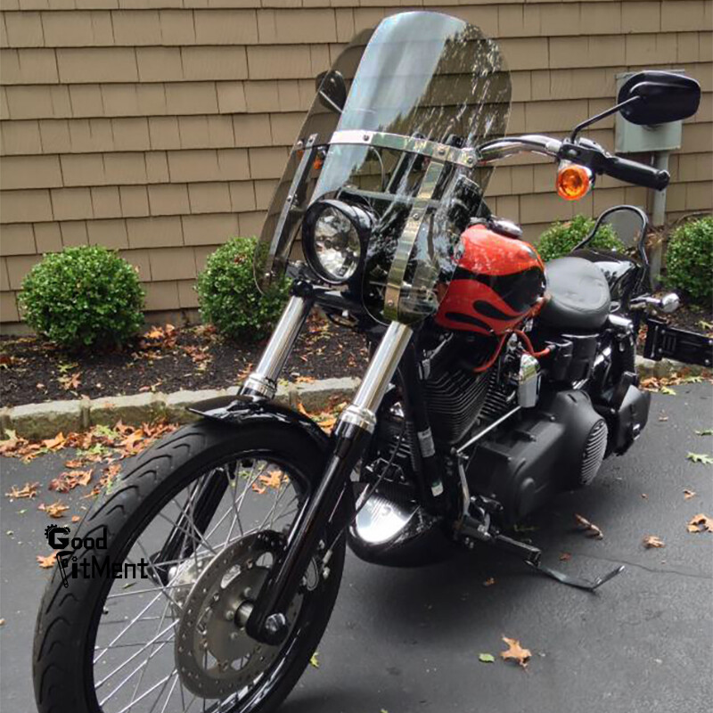 For Harley Wide Glide 18x16" Windshield Windscreen Large Smoke 7/8 1" Handlebars
