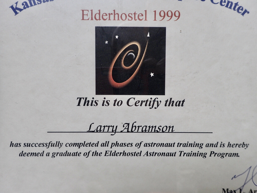 Kansas Cosmosphere & Space Center (2) Astronaut Training Program Certificates