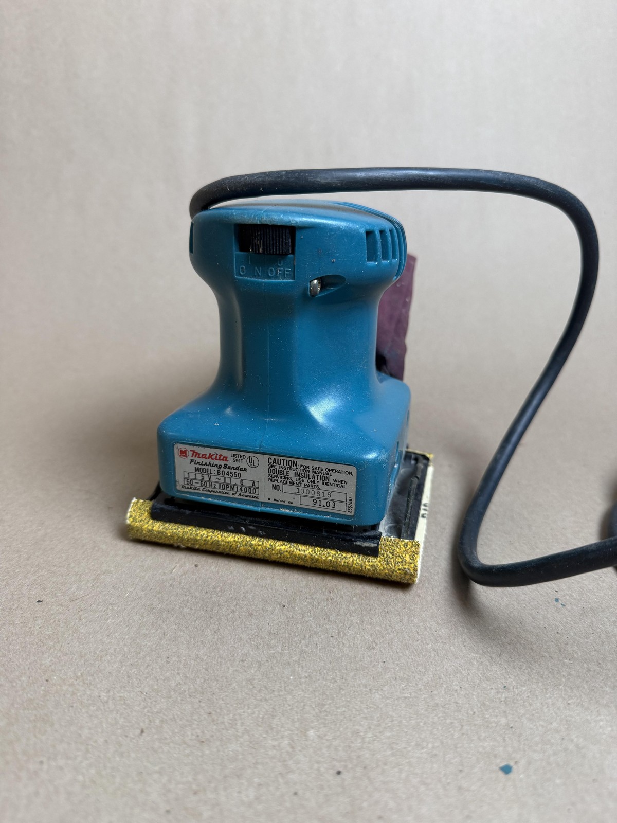 Makita BO4550 1/4 Sheet Palm Sander 115V 1.6A 14000 OPM Blue Corded Tool
