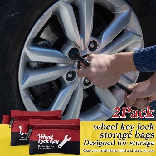 2Pack Wheel Lock Key Storage Pouch with Zipper() | Canvas Wheel Lock Key Red