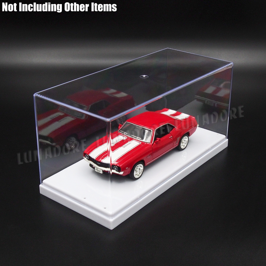 US Clear Acrylic Display Box Case 7.87" L Plastic 2 Step White Tray Dustproof UV