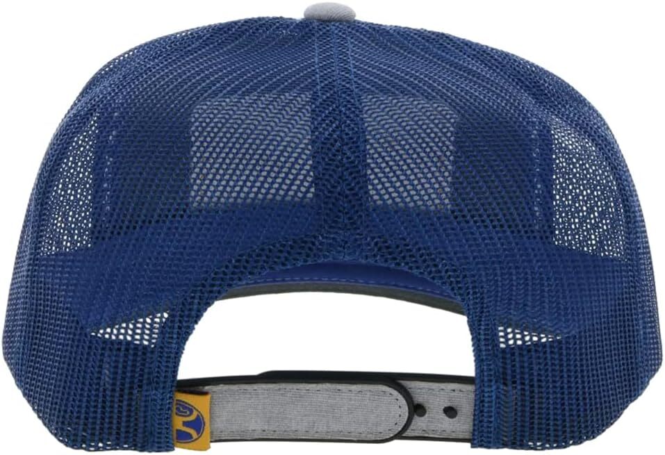 HOOEY Rank Stock Adjustable Snapback Mesh Back Trucker Hat One Size, Grey/Blue