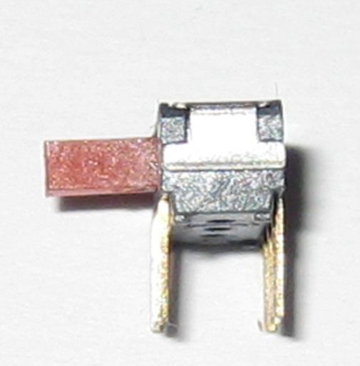 5 X DPDT Miniature Right Angle Slide Switch - 6 Pin PC Board Mount - Red Slide
