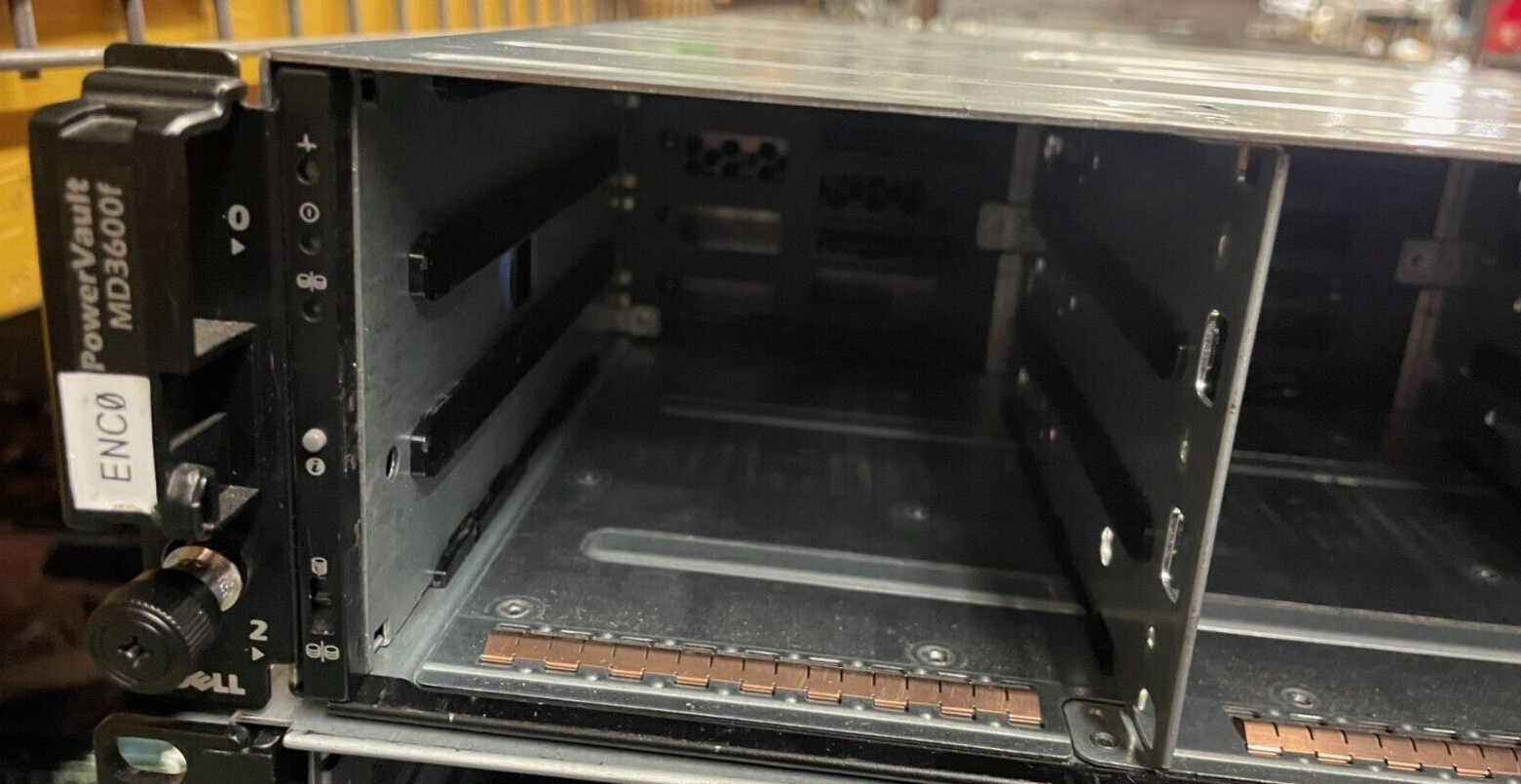 Dell PowerVault MD3600f Storage Array 12-Bay. enclosure and power supplies only