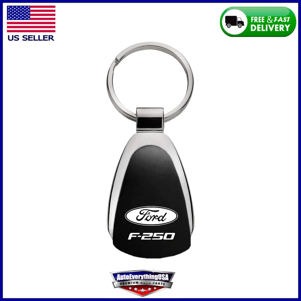 Au-Tomotive Gold, INC. Ford Super Duty F-250 Black Tear Drop Key Chain Genuine