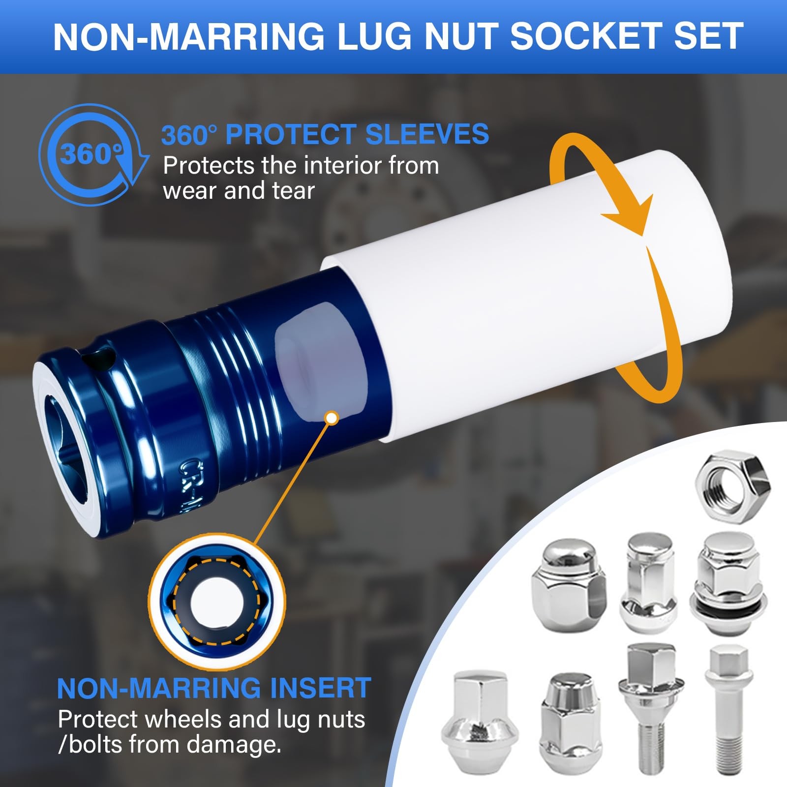 1/2" Drive 17mm Wheel Protector Impact Socket, 6 Pt Thin Wall Deep Metric