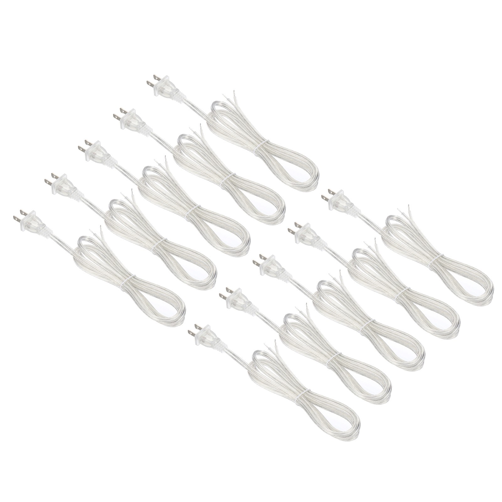 6 Feet Lamp Cord 10 Pack SPT-2 18AWG UL Listed Power Wire Clear